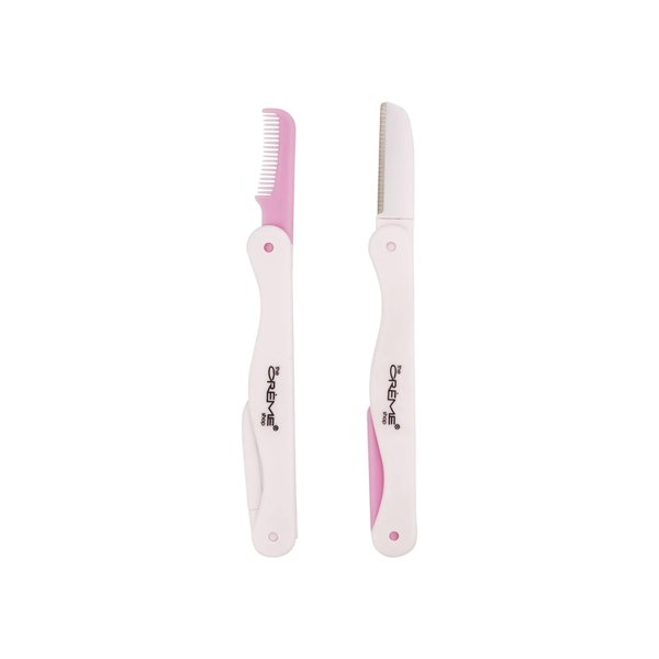The Crème Shop Comb & Shape Grooming Folding Razor Duo, Dermaplaning Tool for Face, Face Razors for Women, Stocking Stuffers for Women (Pack of 2)
