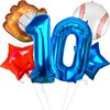 Lukinuo Baseball Balloons 10th Birthday Decorations Baseball Birthday Party Supplies Glove Baseball Foil Balloons Red White and Blue Star Balloons Number 10 Baseball Balloon for Rookie of The Year Boy