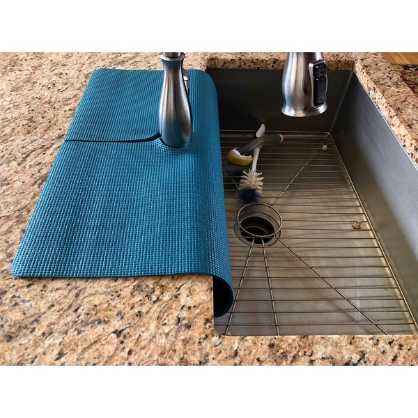 Dark Teal Single Kitchen Sink Faucet Splash Guard, protects faucet area from water damage, constant wiping, and chipping, copyright 2017/TM(4), Patent approved (17 in width x 23 length)
