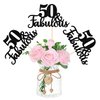12 PCS 50 and Fabulous Centerpiece Sticks Double Sided Happy 50th Birthday Table Flower Centerpieces Sticks Cheers to 50 Floral Decorations for 50th Birthday Anniversary Party Supplies Black