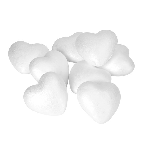 Crafare 4 Inch Craft Foam Heart 8 Pack Polystyrene Foam Wreath for Wedding or Valentines Projects Sculpture Modeling Decoration