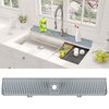 Longer Sink Splash Guard Mat 30 inch, Silicone Faucet Handle Drip Catcher Tray, Longer Silicone Sink Mat for KitchenBathroom, Drip Protector Splash Countertop (Grey)