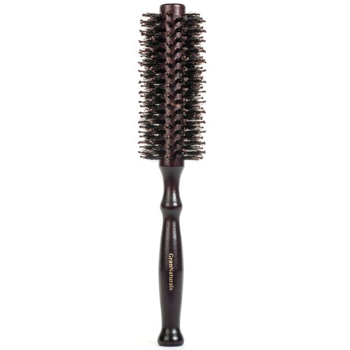 Boar Bristle Round Styling Hair Brush - 1.75 Inch Diameter - Blow Dryer & Curling Roll Boar + Nylon Hairbrush with Natural Wooden Handle for Women and Men - Blow Drying to Style, Curl, and Dry Hair
