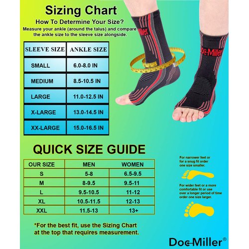 Doc Miller Ankle Brace for Women & Men - Achilles Tendonitis Brace Ankle Support, Arch Support, Plantar Fasciitis Relief - Nylon Ankle Braces for Men Sprain, Foot, Heel Pain Relief - 1 Pair
