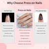 SKYCLOUD Press On Nails Short Almond Fake Nails Tips With ABS Natural Soft Gel,24 Pcs Nail Kit Cover Artificial Glossy Reusable Stick On False Nails For Women（Almond Brown） SK0703