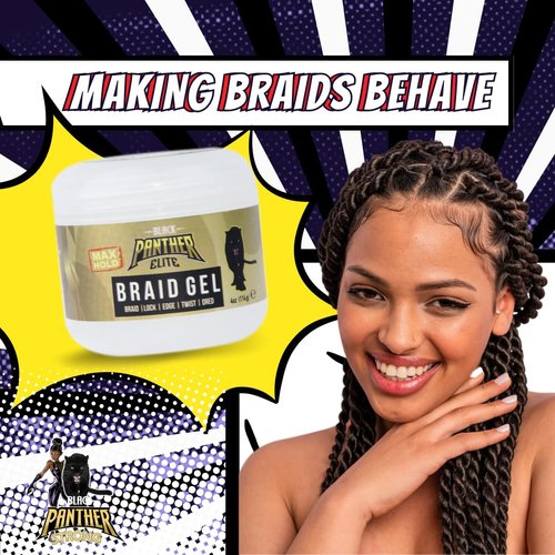 Black Panther Elite Edge & Braid Control Pomade for Curly Hair, For Braids, Locs N Twists, Volumizing And Styling Hair Gel for Women, Strong Hold, All Hair Types, 4 Ounce