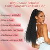 Ponytail Extension, Behufun Curly Ponytail Extension for Black Women, Lightweight Fluffy Fake Pony Tails Hair Extensions with Hair Tie, 20" 12 Strands Long Wrap Around Synthetic Hairpiece Black Brown