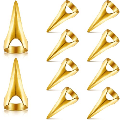 10Pcs Gold Hair Parting Retro Punk Hair Selecting Tools Gothic Nail Finger Cosplay Claws Metal Full Finger Ring for Hair Braiding Curling Styling Hair Extensions Hair Extensions Wigs and Accessories