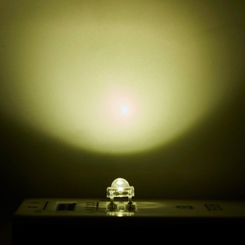 CHANZON 100 pcs 5mm Piranha SuperFlux Warm White LED Diode Lights (Clear Transparent Round Lens 4 pins DC 2V 20mA) Lighting Bulb Lamps Electronics Components Indicator Light Emitting Diodes