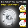 Pressure Balancing Tub and Shower Trim Kit, Compatible with Moen Posi-Temp Valve, Chrome