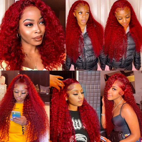 22 24 26 inch Red Bundles Human Hair 1b/Red Kinky Curly Human Hair Bundles Ombre Red Curly Wave Bundles 8A Brazilian Remy Red Human Hair Extensions