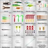 TRUSCEND Fishing Lures Accessories Kit with Tackle Box - Fishing Hooks Minnow Crankbait Frog Popper Lure Worm Fishing Bait-rigs Spinner Baits - Jig Head Fishing Weights Sinkers - Fishing Gifts for Men