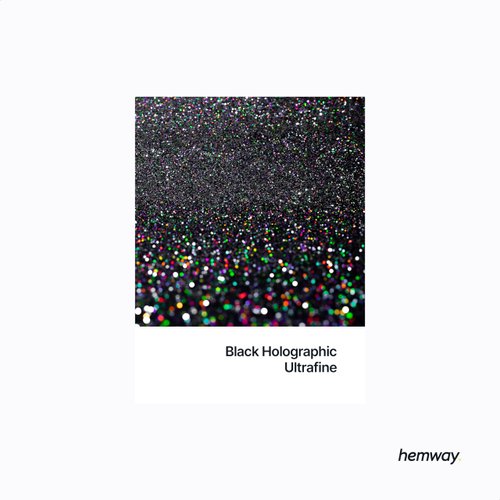 Hemway Premium Ultra Sparkle Glitter Multi Purpose Metallic Flake for Nail Art, Cosmetic Graded, Makeup, Festival, Party, Hair, Body and Eyes 100g / 3.5oz - Black Holographic