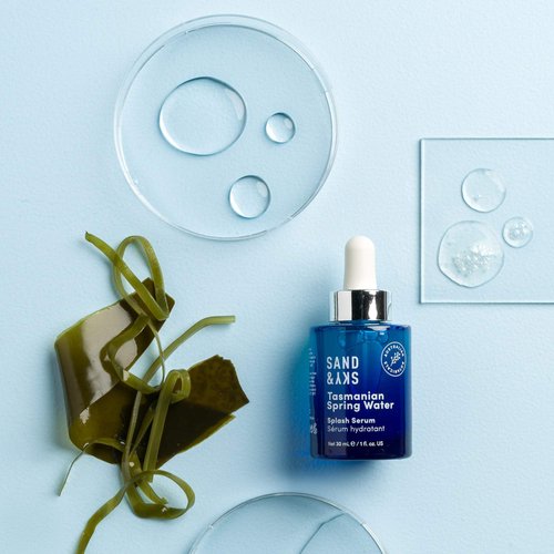 Sand & Sky Tasmanian Spring Water Splash Serum. Hyaluronic Acid for soft and plump skin.