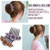 KuuGuu 4 PCS Luxury Sparkly Glitter Flower Leaf Rhinestone Black Plastic Hair Side Combs Women Flower Hair Comb Pins Rhinestone Slide Clips Bride Wedding Headdress Hair Accessories