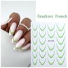 12Sheets Gradient French Line Nail Stickers, Colorful Stripes Line Transfer Decals Curved Lines Nail Art Designs Self-Adhesive Nail Tips Guides Fashion Nail Accessories Gel Polish Wraps Stencil Tools