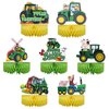 7pcs Tractor Honeycomb Table Centerpieces, Farm Tractor Birthday Party Decorations Supplies Farm Animal Tractor Themed Honeycomb Centerpieces Decor for Farmhouse Kids Baby Shower