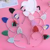Fishdown Cat Ears for Kids Girls, 8 Pack Glitter Cat Ears Headband Rainbow Cat Ears for Daily Wearing and Party Decorations