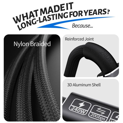 HOTUTUKI usbc to usbc Data Transfer Cable,Data Transfer Cord USB c to USB c,USB 3.2 Cable Type c to c 3.3ft, Support 20Gbps 240W PD Fast Charging Cable, high-Speed USB c Cable, Nylon Braided