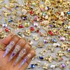 50pcs 3D Gold Nail Charms for Acrylic Nails Mix Styles Rhinestones for Nails Metal Nail Jewels for Nail Art Shiny Zircon Nail Rhinestones Alloy Nail Charm Pearl Nail Gems Cute Charms for Nails Design