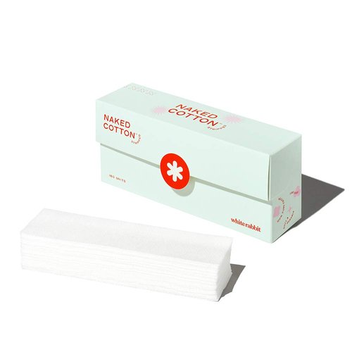White Rabbit Naked Cotton Stripped (180 pcs) Customized Sheet mask Treatment 100% Cotton pad Unbleached Untreated Grown Free of Pesticides and Chemical Fertilizers