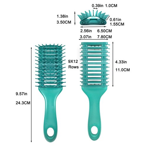 Mubril Wet & Dry Vented Hair Brush for Faster Blow Drying, Ultra-Soft IntelliFlex Bristles Detangling Hair Brush Glides Through Tangles Ease for Men & Women & Children & Kids All hair types (Green)