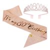 JasperKino 80th Birthday Sash and Tiara Set Rose Gold Birthday Sash Crown Birthday Party Favors Supplies for Birthday Party