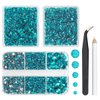 qiipii 5070PCS Blue Zircon Resin Crystal Rhinestones for Crafting Turquoise Blue Flatback Gems 2mm 3mm 4mm 5mm 6mm Non-Hotfix Stones Diamonds for Nails Face Eyes Makeup Body Tumblers Mugs DIY Crafts