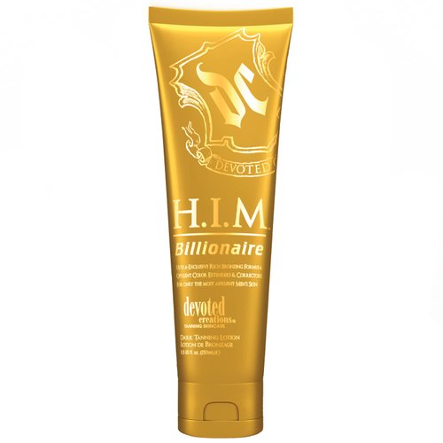 Devoted Creations H.I.M Billionaire Dark Tanning Lotion – Ultra-Exclusive Rich Bronzing Formula with Opulent Color Extenders and Correctors – 8.5 oz.