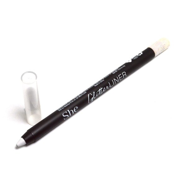 Makeup She 1 Glitter Gel Liner [ EL570-03 White ] Eyeliner Eye Liner Shimmery Eyebrow Pencil + Free Zipper Bag