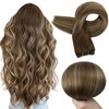 Full Shine Weft Hair Extensions Human Hair Balayage Hair Extensions Real Human Hair For Women Color Medium Brown To Honey Blonde Mix Medium Brown Human Hair Weft Extensions For Women 105G 18 Inch