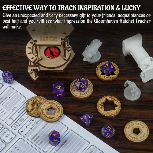 DND Tokens Laser Cut Wood Coins Set of 15 in 3 Styles - Lucky Clover, Inspiration and Dragon - Perfect for Dungeons & Dragons, Pathfinder, RPG and Board Game