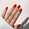 BTArtbox Press On Nails Short - Soft Gel Red Press on Nails Short Oval Fake Nail with Nail Glue, Fit Perfectly, Reusable Glue On Nails in 16 Sizes, Cherry