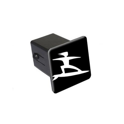 Surfer White On Black - 2" Tow Trailer Hitch Cover Plug Insert
