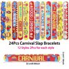 Yrmysrx 124PCS Carnival Party Favors 100PCS Temporary Tattoos 24PCS Slap Bracelets Wristbands Circus Clown Animal Party Supplies Decorations for Boys Girls Gifts Exchange Fillers Prize