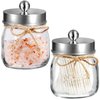 SheeChung Apothecary Jars Set,Mason Jar Decor Bathroom Vanity Storage Organizer Canister,Glass Qtip Holder Dispenser for Qtips,Cotton Swabs,Ball - Stainless Steel Lid/Brushed Nickel (2-Pack)