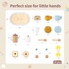 KizKnows Wooden Toy Tea Set for Little Girls, Toddler Tea Party Set Kids Pretend Play Kitchen Accessories with Play Food Gift for Girls Boys 3 Years and up