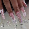 26Pcs Letter Nail Charms for Acrylic Nails, Silver Letter English Alphabet Nail Rhinestones Decoration Diamond Letters Nail Jewels DIY Manicure Acrylic Nail Art Accessories for Women and Girls