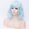 BUFASHION 14" Women Short Wavy Curly Wig Mixed Blue Bob Wig Cosplay Halloween Synthetic Wigs with Side Bang wig(Mixed Blue)