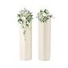 DONNGYZ Foldable Paper Columns 2 Pcs Display Pedestals, Cream White Wedding Centerpieces Display, Cylinder Flower Stand, Paper Roman Pillar for Engagement Birthday Party Decoration - 20 Folds, XXL