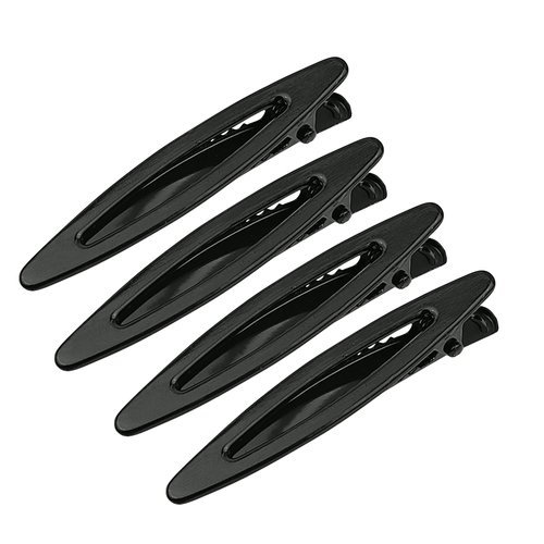 4 Pcs 2.3 Inch Brushed Cut-out Metal Spike Alligator Duck Bill Hair Clips Bright Duckbill Hair Barrettes Chic Hair Clips for Styling Short Hair (Black)