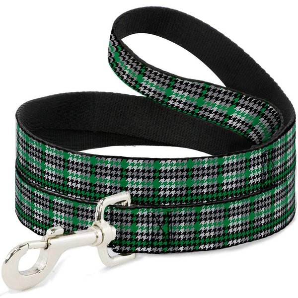 Buckle-Down Pet Leash - Mini Houndstooth Green/Black/Gray - 6 Feet Long - 1" Wide