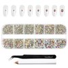Beadsland Rhinestones for Makeup,8 Sizes 2500pcs Crystal AB Flatback Rhinestones Eye Gems for Nails Crafts with Tweezers and Wax Pencil,Crystal AB,SS4-SS30