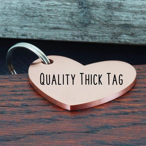 Ultra Joys Dog Tag, Custom Dog Tag, Personalized Pet ID Tag Brushed Stainless Steel Heart Dog Tag Rose Gold Small