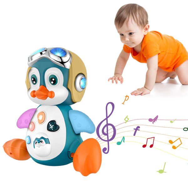 Crawling Penguin Baby Musical Toys, Baby Tummy Time Toys for Infant 0-3 0-6 6-12 12-18 Months Music Learning Crawl Interactive Development Toy with LED Lights, Babies Toddler Boy Girl Birthday Gift