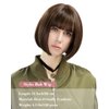 REECHO Brown Bob Wig with Bangs, 11" Short Bob Wigs Synthetic Replacement Hair Wigs for Women - Chestnut Brown