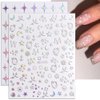 Star Nail Stickers, Holographic Star Nail Decals Heart Butterfly Shinning Stars Nail Designs Aurora Silver Nail Art Supplies for Women Girls(6 Sheets)