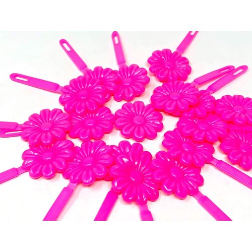 Tara Girls Self Hinge Plastic Bow Hair Barrettes Selection (PINK DAISY)