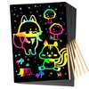 Scratch Rainbow Paper for Kids: 56 Pcs Magic Scratch Off Paper Children Art Crafts Set Kit Supplies Toys Black Scratch Sheets Notes Cards for Boys Girls Birthday Party Favors Christmas Easter Gift