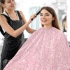 Blueangle Pink Glitter Texture Barber Cape Waterproof Salon Hairdresser Cape with Adjustable Snap Closure, Perfect for for Men Salon and Home Use